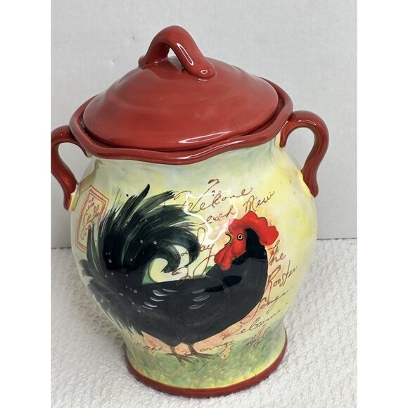 SUSAN WINGET CERTIFIED INTERNATIONAL LE ROOSTER MEDIUM CANISTER 9" - Picture 6 of 11